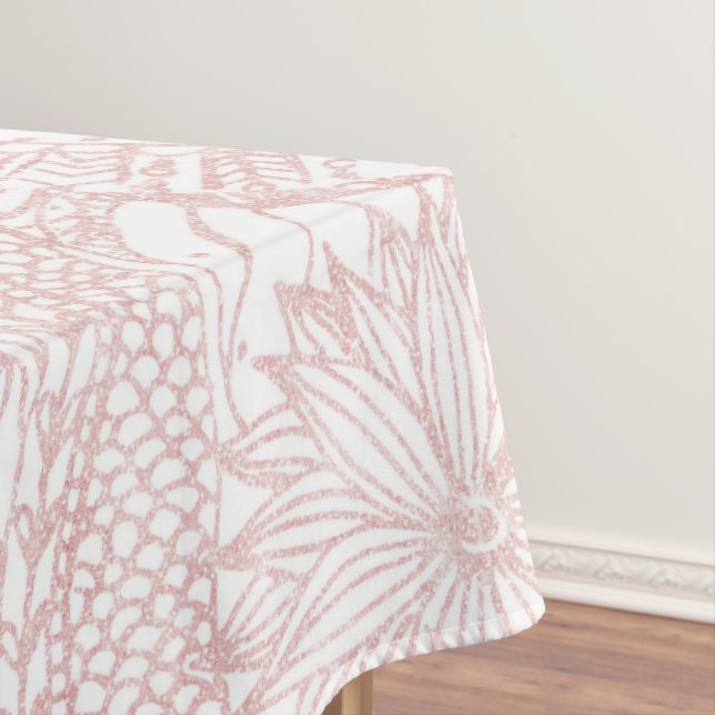 Elegant faux rose gold floral mandala design tablecloth (In Situ)