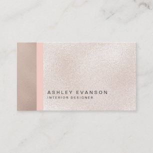 Elegant Faux Rose Gold Foil Colorblock Pattern Business Card