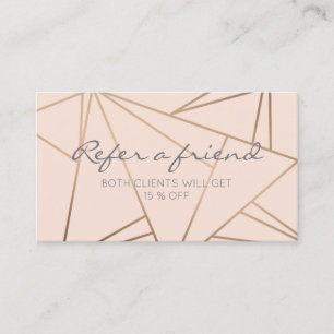 Elegant faux rose gold geometric referral card