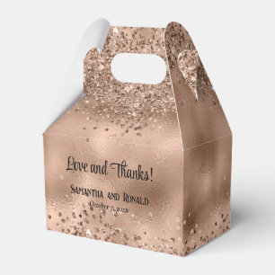 Elegant Faux Rose Gold Glitter and Foil Wedding Favour Box