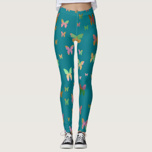 elegant faux rose gold gold butterfly pattern leggings