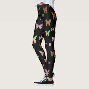 elegant faux rose gold gold butterfly pattern leggings