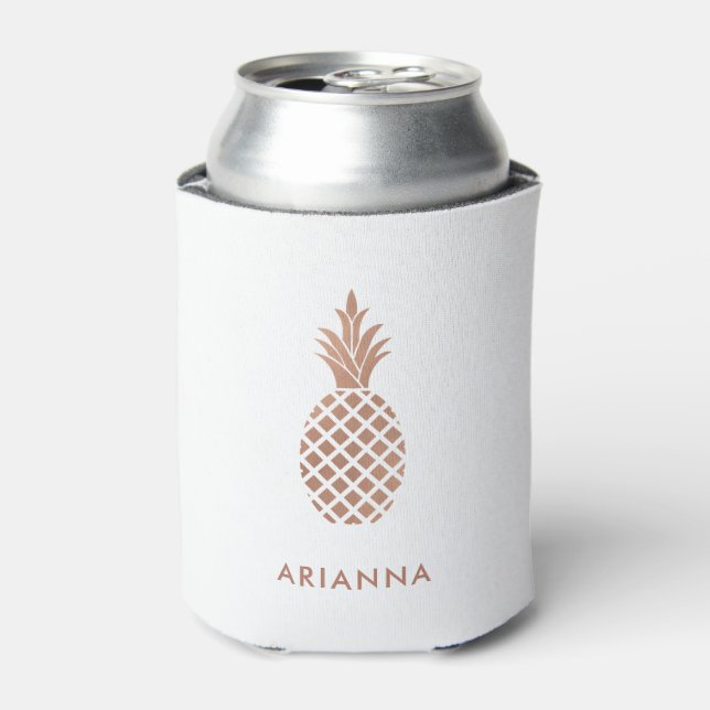 Elegant Faux Rose Gold Pineapple Can Cooler (Can Front)