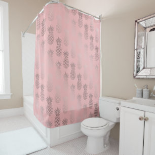 Elegant faux rose gold pink pineapple pattern shower curtain