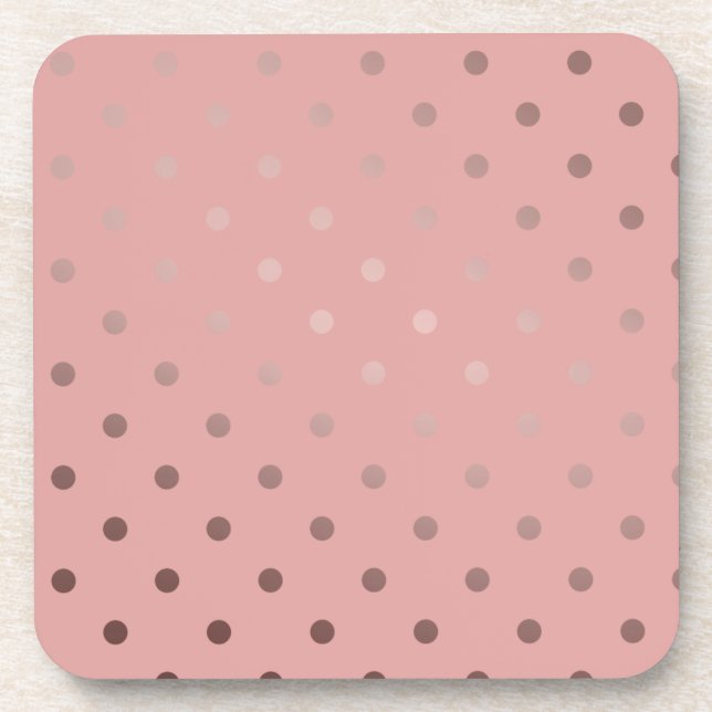 elegant faux rose gold pink polka dots coaster (Front)
