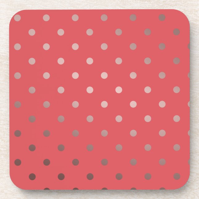 elegant faux rose gold red polka dots coaster (Front)