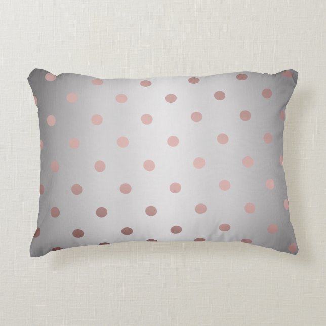 elegant faux rose gold silver polka dots decorative cushion (Front)