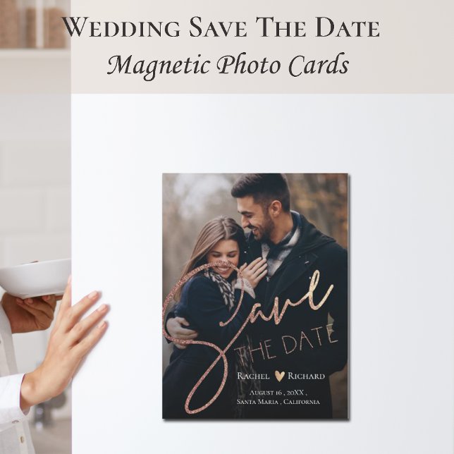 Elegant Faux Rose Gold Wedding Photo Save The Date (Creator Uploaded)