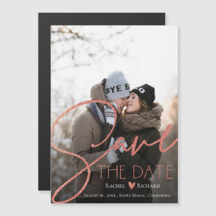 Elegant Faux Rose Gold Wedding Photo Save The Date Magnetic Invitation