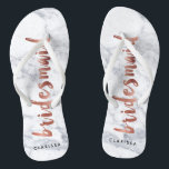 elegant faux rose gold white marble bridesmaid flip flops<br><div class="desc">Modern and trendy faux white marble and faux rose gold bridesmaid design.</div>