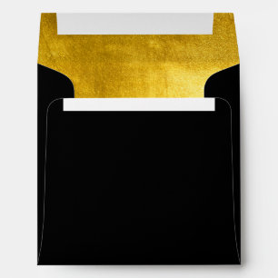 Elegant Faux Shiny Gold Foil Black Envelope