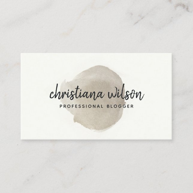 ELEGANT FAUX SILVER BLACK BRUSH STROKE CALLIGRAPHY BUSINESS CARD (Front)