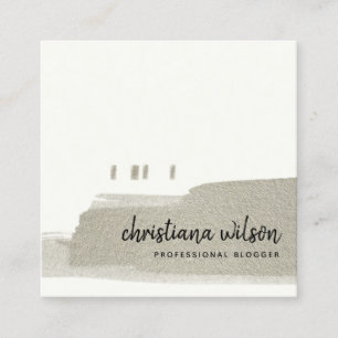 ELEGANT FAUX SILVER BLACK BRUSH STROKE CALLIGRAPHY SQUARE BUSINESS CARD