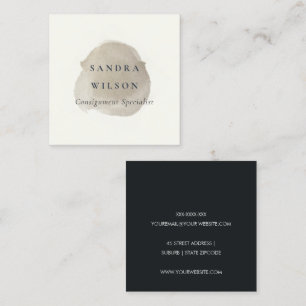 ELEGANT FAUX SILVER BLACK BRUSH STROKE MODERN SQUARE BUSINESS CARD