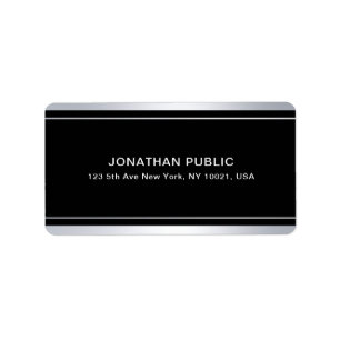 Elegant Faux Silver Black Template Glamour Modern Label