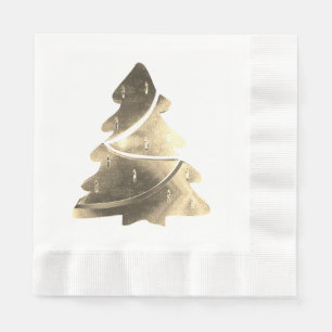 Elegant Faux Silver Foil Christmas Tree Napkin
