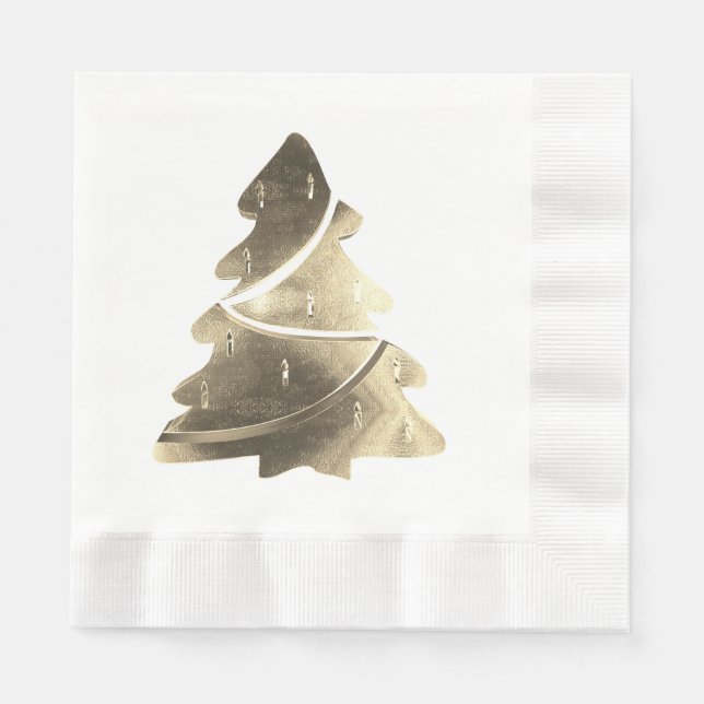 Elegant Faux Silver Foil Christmas Tree Napkin (Front)
