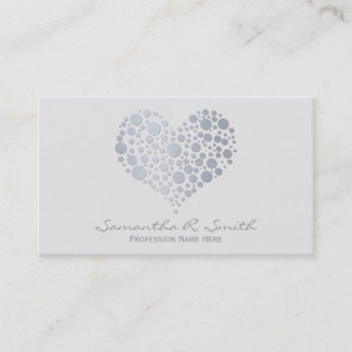 Elegant Faux Silver Foil Heart Business Card