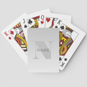 Elegant Faux Silver Grey Gradient Monogram Classic Playing Cards