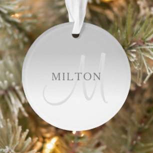 Elegant Faux Silver Grey Gradient Monogram Ornament