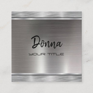 Elegant Faux Silver Modern chic typography script  Square Business Card