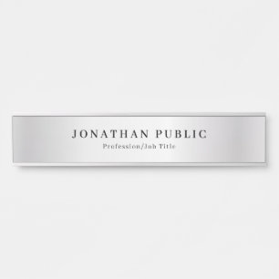 Elegant Faux Silver Name Template Glamourous Long Door Sign
