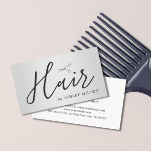 Elegant Faux Silver Scissors Hair Stylist  Business Card
