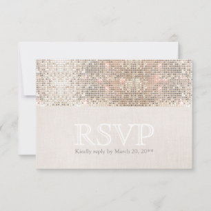 Elegant Faux Silver Sequins Beige Look RSVP Card