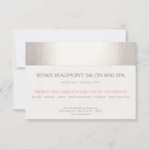 Elegant Faux Silver Striped Salon & Spa Referral 2