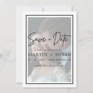 Elegant Faux Vellum Effect 2 Photo Frame Wedding Save The Date