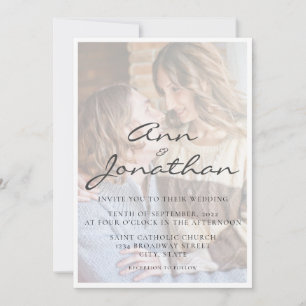 Elegant Faux Vellum Effect Photo Wedding Invitation