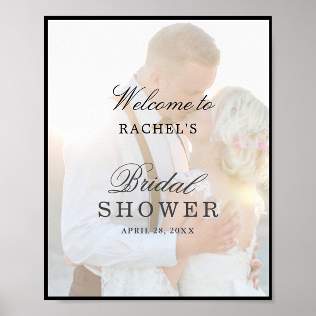 Elegant Faux Vellum Overlay Bridal Shower Sign (Front)