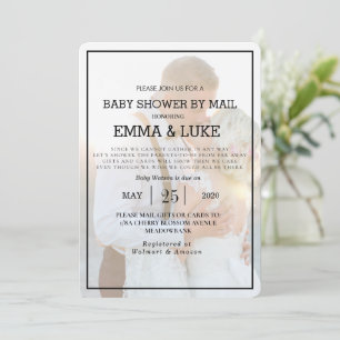 Elegant Faux Vellum Overlay Photo Baby Shower Invitation
