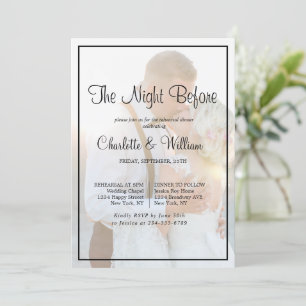 Elegant Faux Vellum Overlay Photo Rehearsal Dinner Invitation