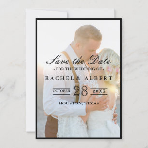 Elegant Faux Vellum Overlay Photo Wedding Save The Date