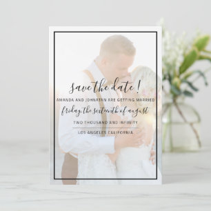 Elegant Faux Vellum Overlay Photo Wedding Save The Save The Date