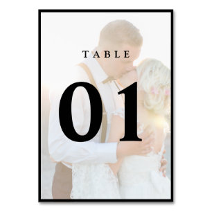 Elegant Faux Vellum Overlay Photo Wedding Table N Table Number