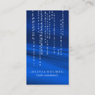 Elegant Faux White Confetti Dots on Blue Business Card