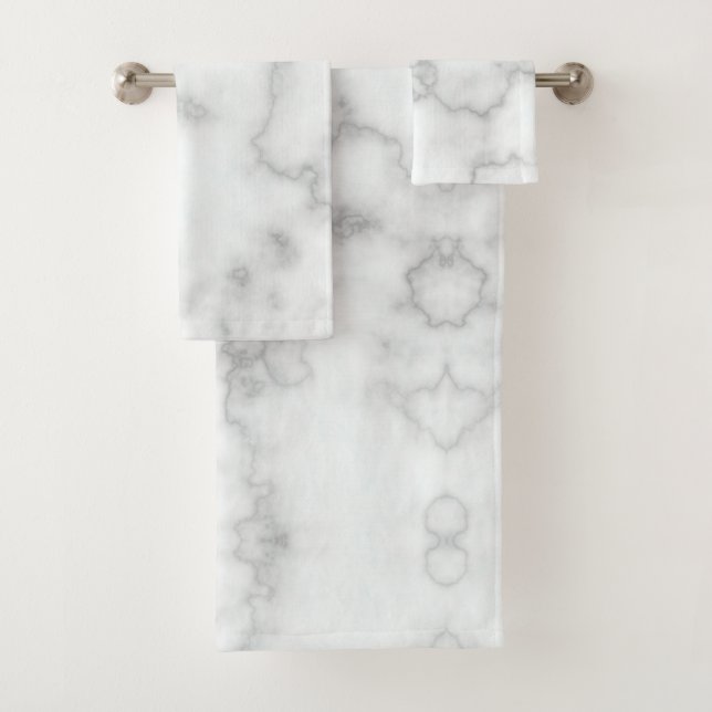 Elegant Faux White Marble Bath Towel Set (Insitu)
