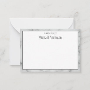 Elegant Faux White Marble From the Desk of Card