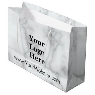 Elegant Faux White Marble Website & Business Logo Large Gift Bag
