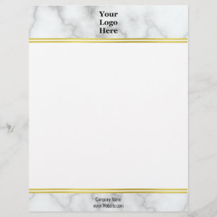Elegant Faux White Marble Your Logo Here Custom Letterhead