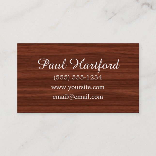 Elegant Faux Wood Business Cards (Front)