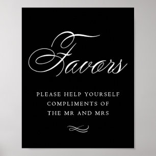 Elegant Favors White Calligraphy Chic Table Sign