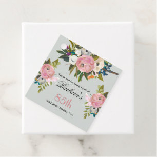 Elegant Favour Tag Floral 85th Birthday