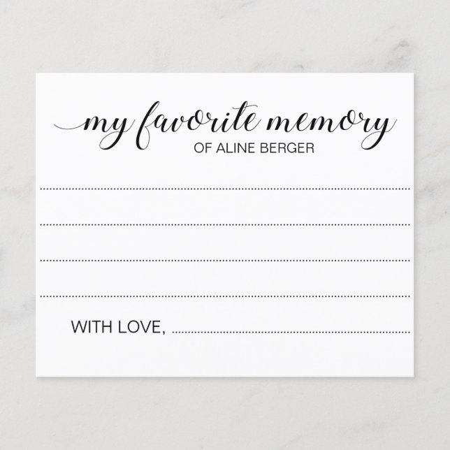 Elegant Favourite Memory of Loved One Funeral Card (Front)