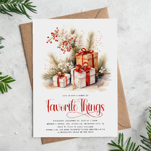 Elegant 'Favourite Things' Gift Exchange Christams Invitation