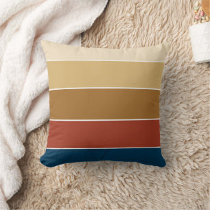 Elegant Fawn Terracotta Striped Pattern Fall Cushion