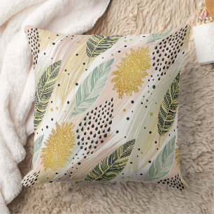 Elegant Feather & Abstract Brushstroke Seamless Cushion