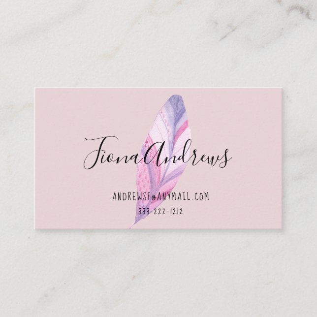 Elegant Feather Business Card (Front)